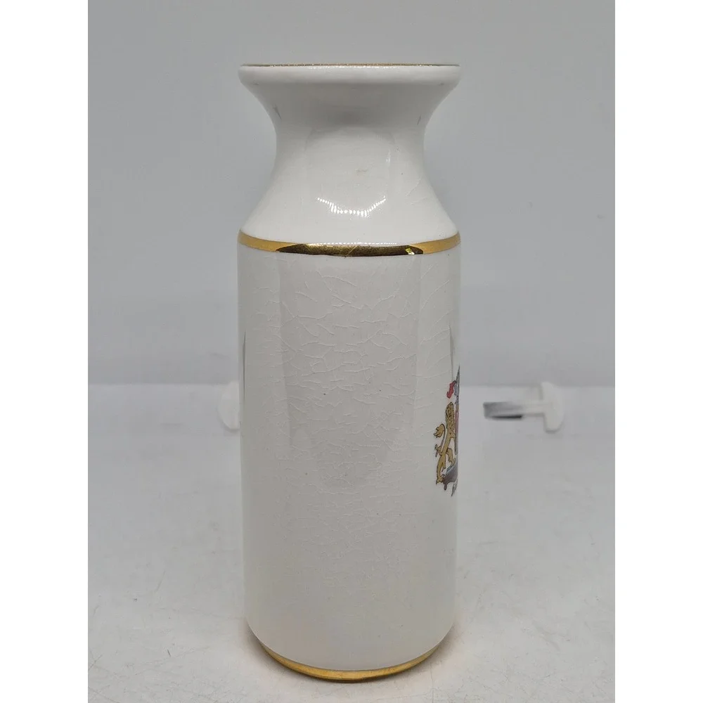 Vintage Reutter Porzellan Pitcher Hamburg Coat of Arms White Gold Trim W Germany